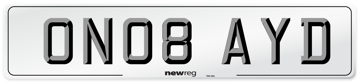 ON08 AYD Number Plate from New Reg